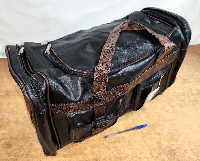 Bolsos de viaje granate en ecocuero chocolate vintage - imagen 3