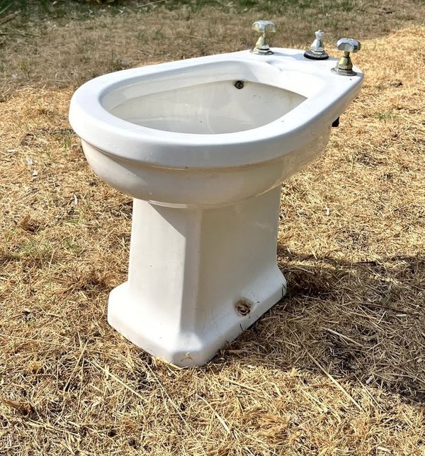 Juego de Baño Olmo de Loza Blanca: Lavatorio con Pedestal – Bidet – Inodoro y Antiguo Bidet de Loza Cisterna de Plástico - imagen 8