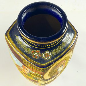 Florero oriental azul en porcelana de 27 cm - imagen 2