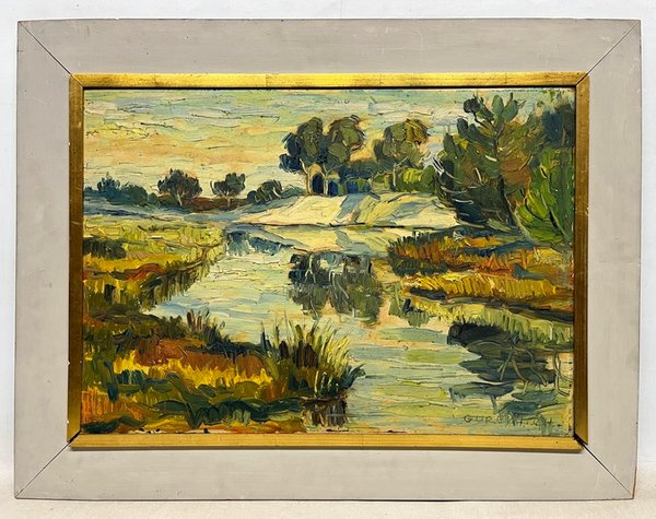 Lote anterior: Pintura de paisaje con río y árboles por Juan Boris Gurewisht