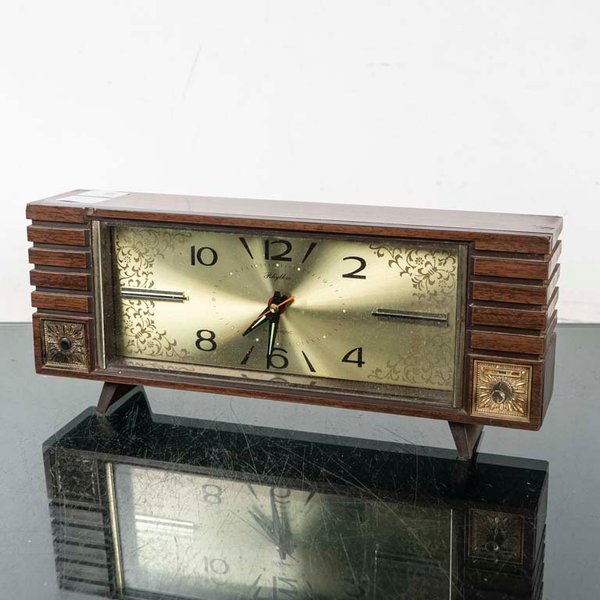 Reloj de Mesa Vintage Rhythm - Madera y Metal Dorado - imagen 1