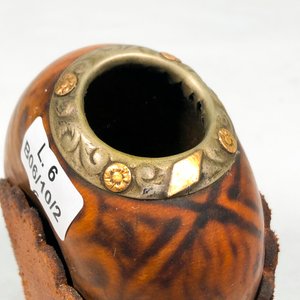 Mate de Calabaza con Virola de Plata y Oro y Base de Cuero - imagen 4