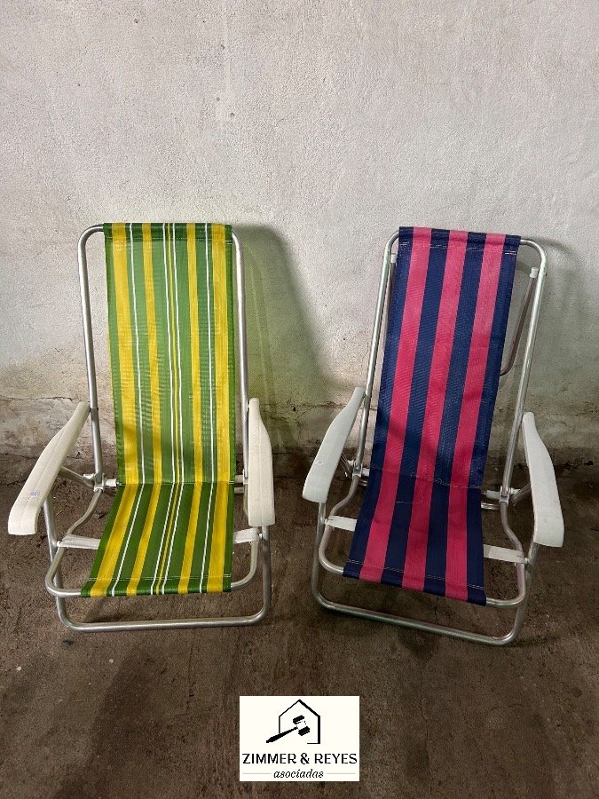 Par de Sillas de Playa Plegables Rayadas