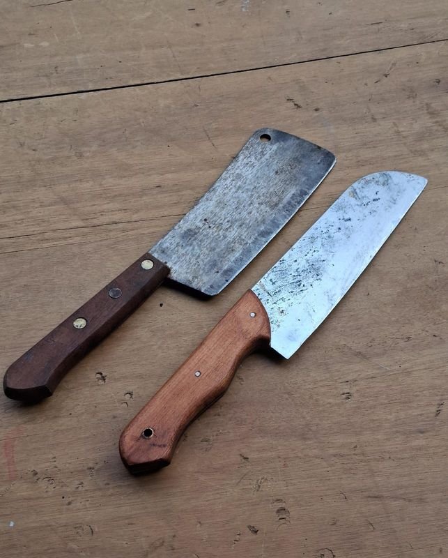 Juego de 2 Cuchillas de Cocina con Mangos de Madera