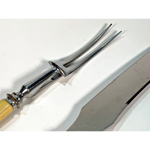 Juego de Cubiertos para Servir con Tenedor Trinchante y Cuchillo, Mangos Blancos - imagen 3