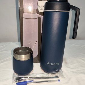 Kit Termo de Acero Azul con Mate y Bombilla Aurora - imagen 3