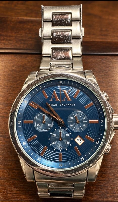Reloj Armani Exchange AX2085 Cronógrafo Acero Inoxidable Esfera Azul Rose Gold