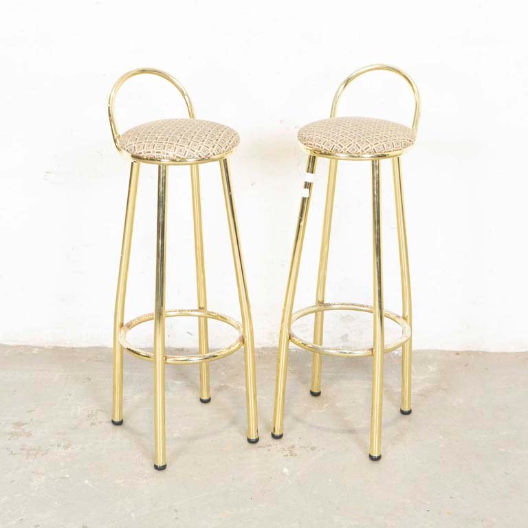 Par de Banquetas Altas Doradas con Asientos Tapizados