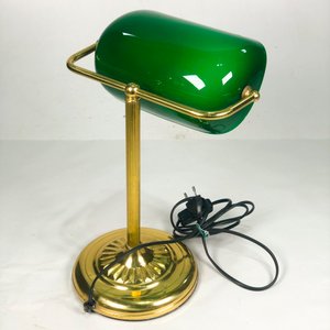 Lámpara de Escritorio de Bronce con Tulipa Verde Opalina - imagen 4
