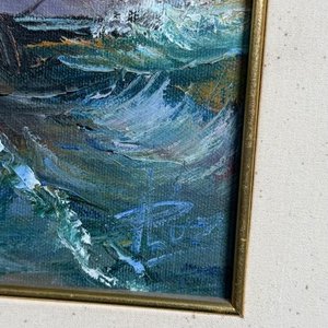Óleo "Remolcador en el Puerto de Montevideo" por Milton Da Luz - imagen 6