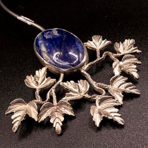 Gargantilla de Plata 950 con Azurita y Diseño de Hojas - imagen 2