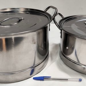 Set de 2 Ollas de Acero Inoxidable con Tapas y Vaporeras - imagen 1