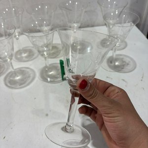 9 Copas de Cristal Tallado con Diseño Floral - imagen 3