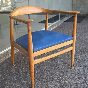 Butaca Danesa Vintage de los 60's con Tapizado Azul - imagen 3