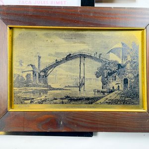 Lote de Tres Cuadros: Fútbol Mundial 1950, Puente y Escena Costera - imagen 2