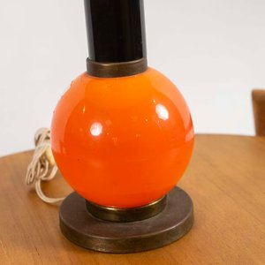 Lámpara de Mesa Vintage Bronce y Acrílico Naranja - imagen 2