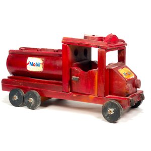 Locomotora de Madera Roja Estilo Vintage con Logo Mobil - imagen 4