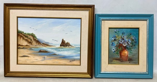 Pinturas de A. Larrosa y Cerizola: Costa y Florero