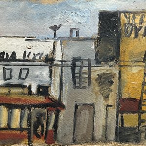 Jonio Montiel "Escena de Ciudad" Óleo sobre Cartón - imagen 1