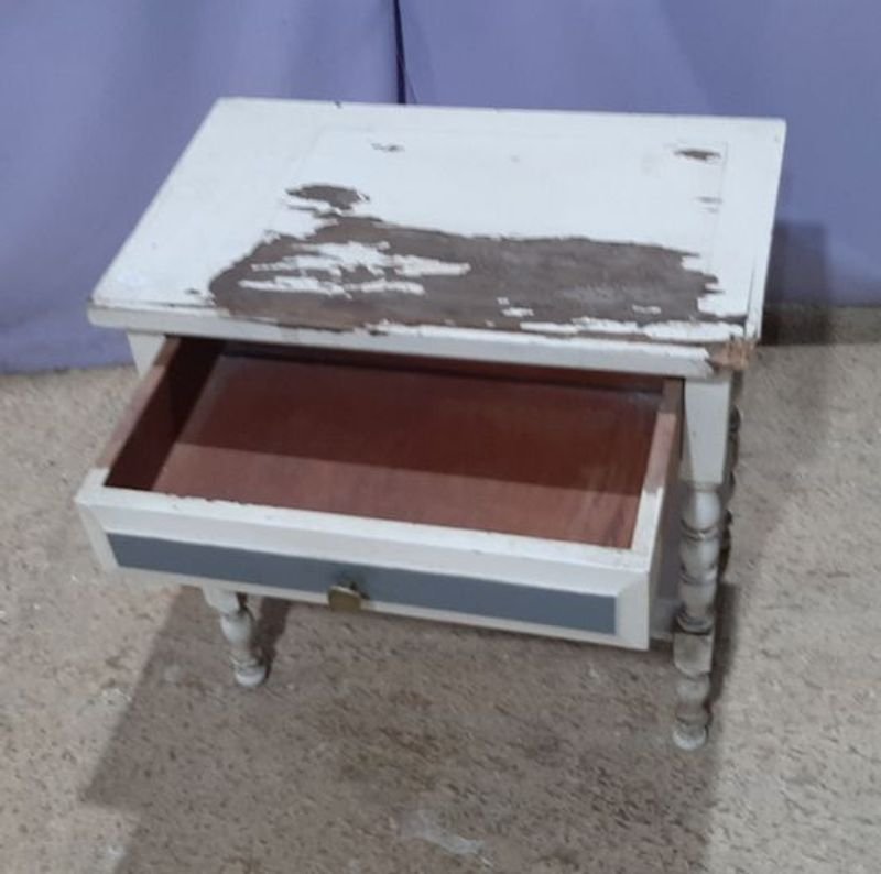 MESA DE LUZ PINTURA BLANCA CAJON/ESTANTE - imagen 2