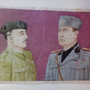 Hoja de Vales de Racionamiento 1939: Franco y Mussolini, Fábrica de Cerámica Cipriano Gárate - imagen 1