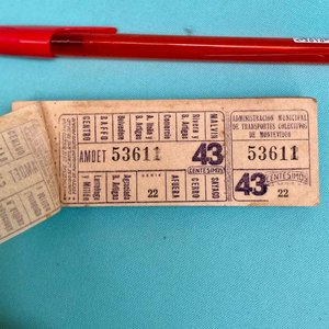 Antiguo Talón de Boletos de Ómnibus AMDET Montevideo Serie 22 - imagen 3