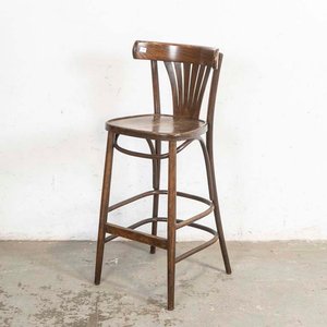 Silla Alta Vienesa Tipo Thonet de Madera Oscura - imagen 1