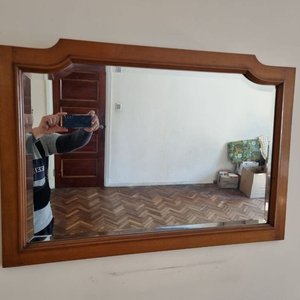 Espejo de Pared Vintage con Marco de Madera y Copete Curvo - imagen 2