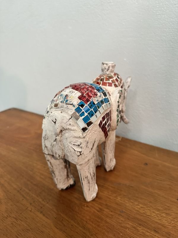 Adorno Mosaico de Elefante en Madera - imagen 7