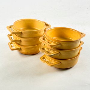 Seis Cazuelas de Cerámica Amarillas con Asas Laterales - imagen 1