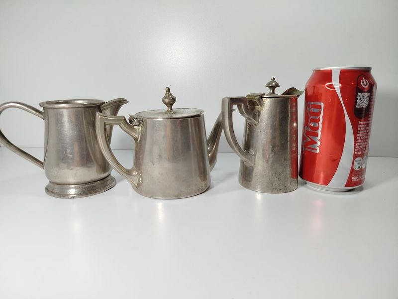 Recipientes de metal plata para café y leche - imagen 2