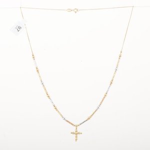 Cadena y Dije Cruz de Oro 18k Combinado - 44 cm, 7 g - imagen 2