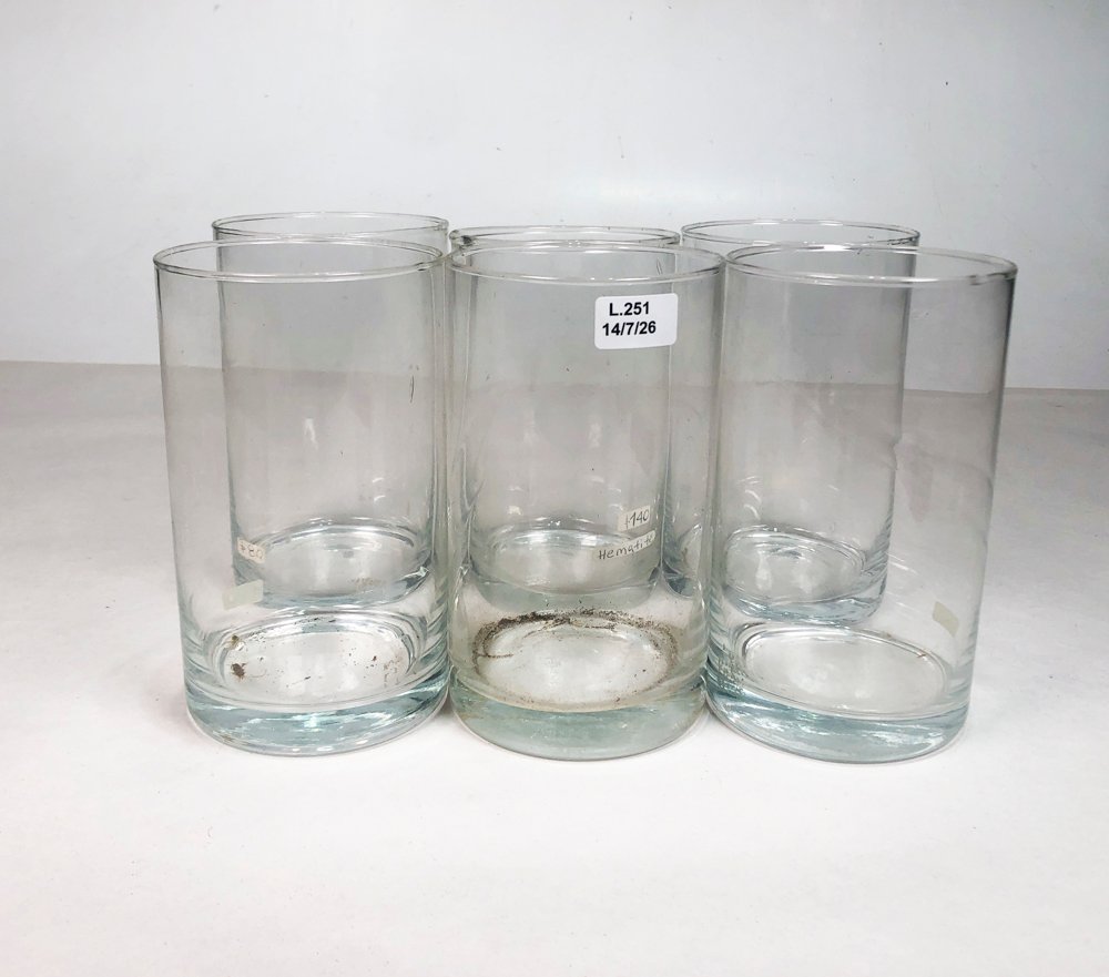 Seis Vasos Hialinos Altos de Vidrio Transparente