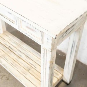 Mesa de Arrimo Blanca Patinada con Cajón y Detalles - imagen 2