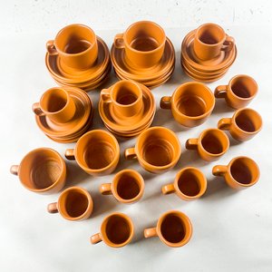 Set de 36 Tazas, Pocillos y Platillos de Cerámica Naranja - imagen 2