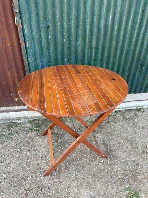 Mesa redonda plegable de madera - imagen 2