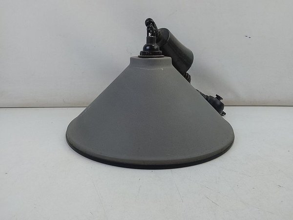 Pantalla Lámpara Colgante Cónica Gris Mate Metal Esmaltado Interior Blanco - imagen 1