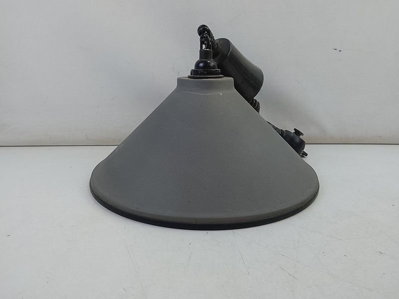 Pantalla Lámpara Colgante Cónica Gris Mate Metal Esmaltado Interior Blanco