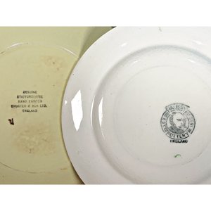 Doce Platos Loza Inglesa con Decoración Floral - Seis Blancos y Seis Beige - imagen 5