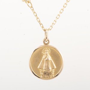 Cadena de Oro 18k con Dije de Virgen y Jesús - 43 cm - imagen 1
