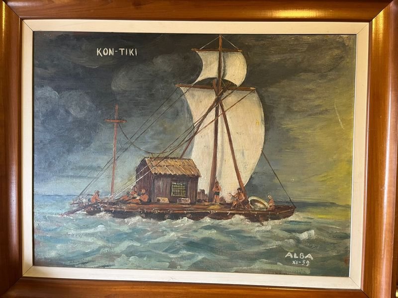 Cuadro antiguo de gran tamaño con madera excelente