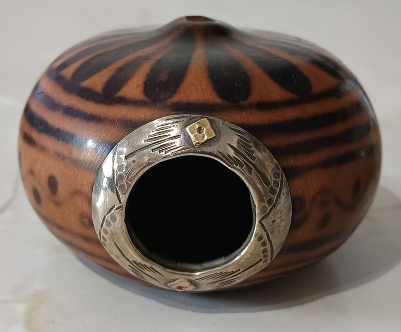 Mate galleta con Virola de Plata y ORO - Vaso de madera con detalles en plata y oro - imagen 5