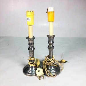 Par de Lámparas de Sobremesa en Peltre Estilo Vintage - imagen 2