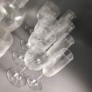 Juego de Jarra y 16 Copas de Cristal Hialino Tallado - imagen 7