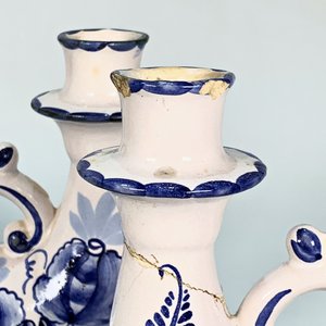Conjunto de 7 piezas: Candelabros y platos de postre en cerámica y porcelana - imagen 3