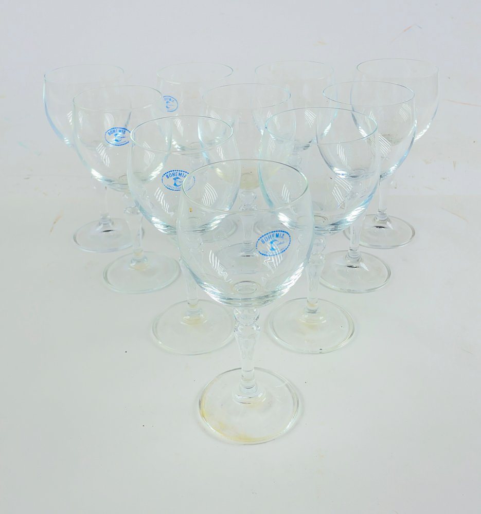 Diez copas en cristal bohemia para agua