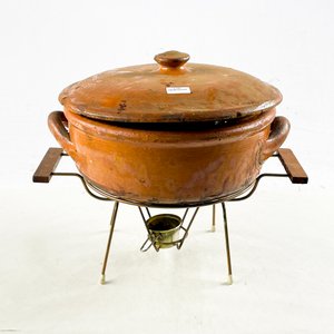 Olla de Cerámica con Tapa y Soporte Metálico - 27 cm - imagen 1