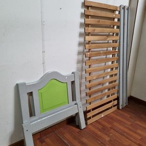 Cama de 1 Plaza con Respaldo y Piecera Gris y Verde - imagen 2