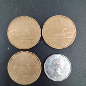 Lote de 4 Monedas Canadienses: 3 de 1 Dólar y 1 de 5 Centavos de 1954 - imagen 3