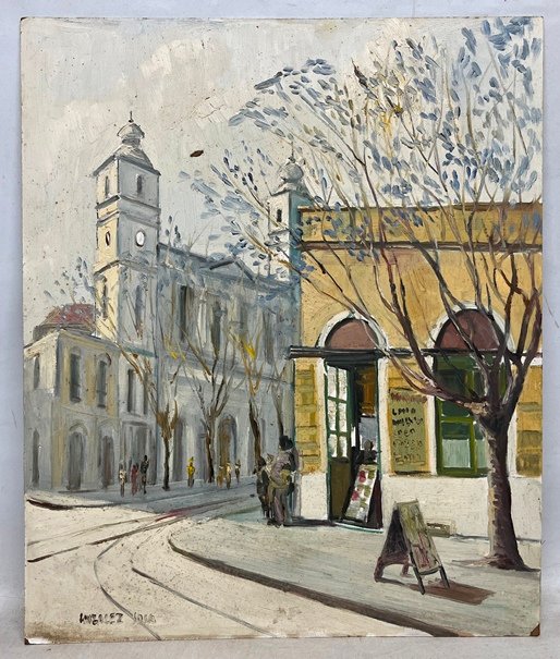 Pintura de Mario Gonzalez Sosa "Esquina con catedral"